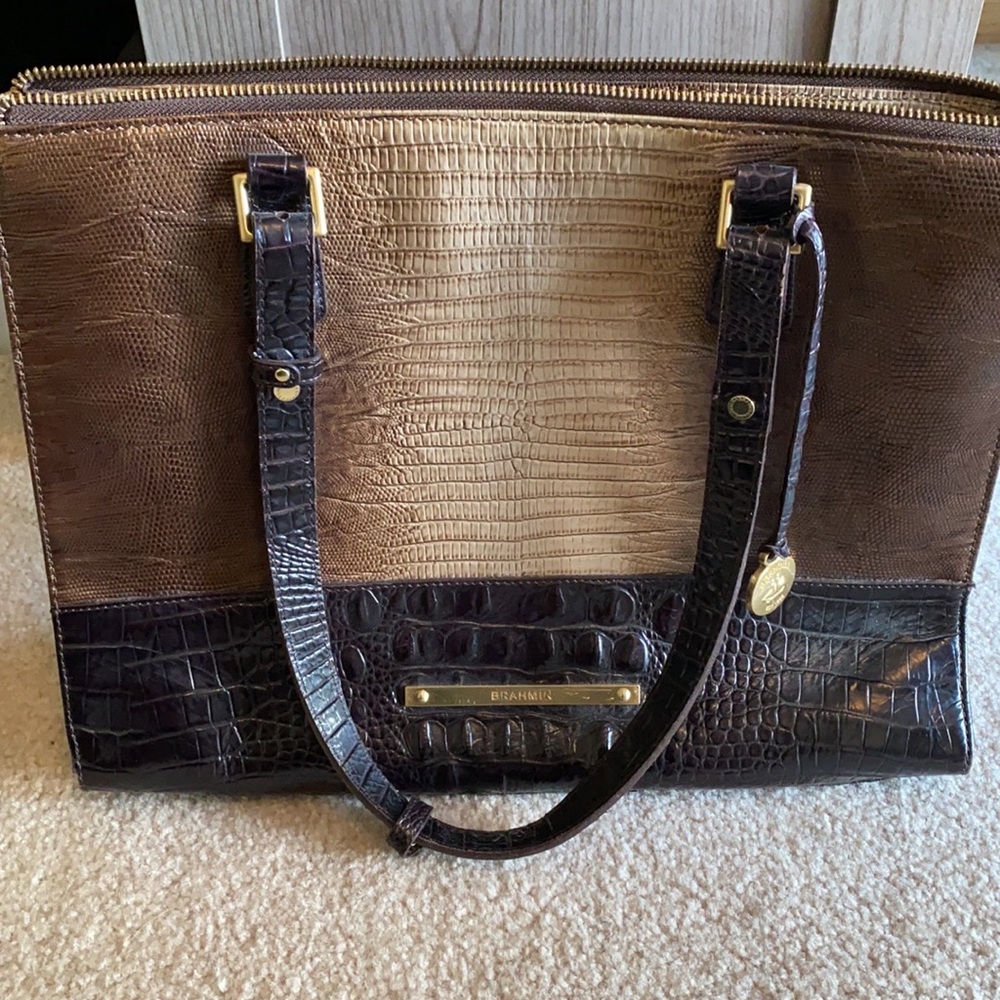 Brahmin faux crocodile sin purse (lightly used)